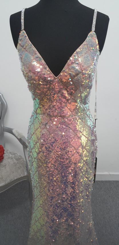 Stunning Iridescent Sequin Evening & Prom Dress UK 6 or 10
