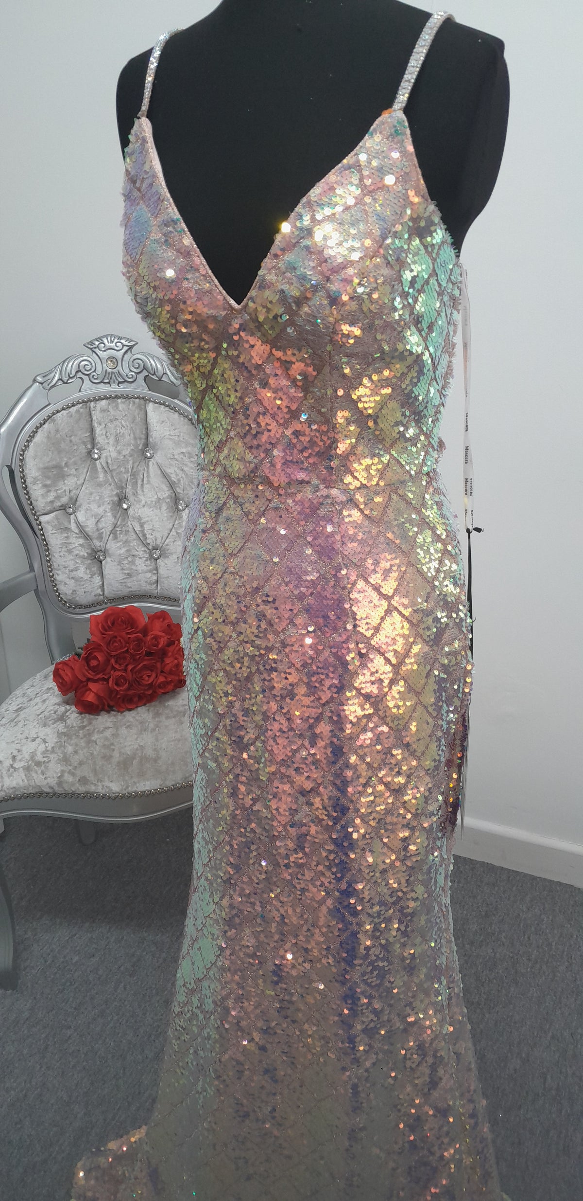 Stunning Iridescent Sequin Evening & Prom Dress UK 6 or 10