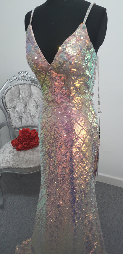 Stunning Iridescent Sequin Evening & Prom Dress UK 6 or 10
