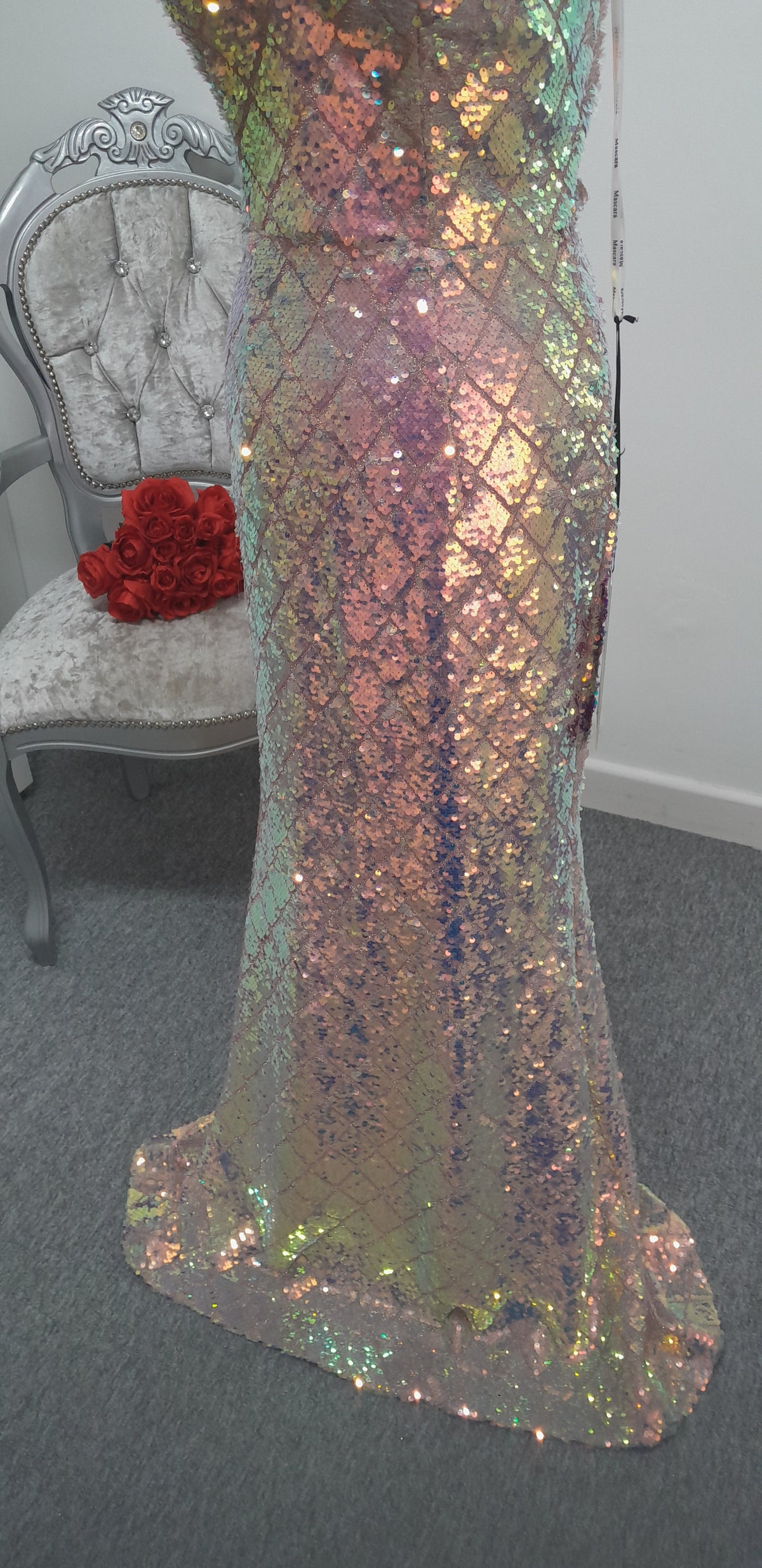 Stunning Iridescent Sequin Evening & Prom Dress UK 6 or 10