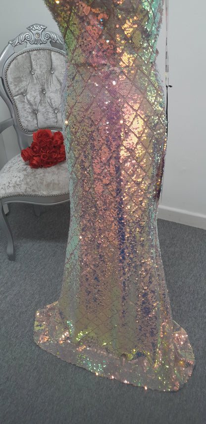 Stunning Iridescent Sequin Evening & Prom Dress UK 6 or 10