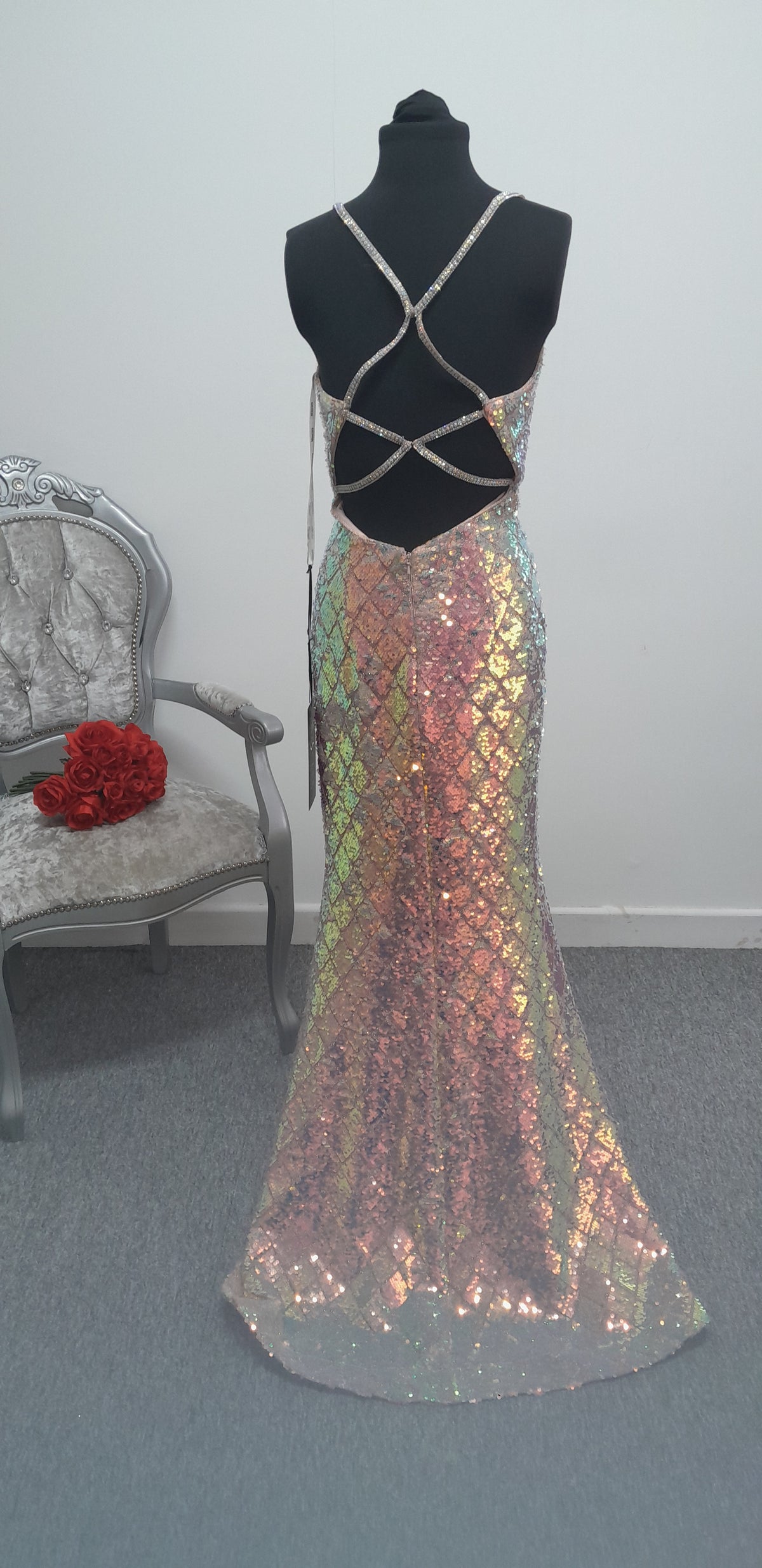 Stunning Iridescent Sequin Evening & Prom Dress UK 6 or 10