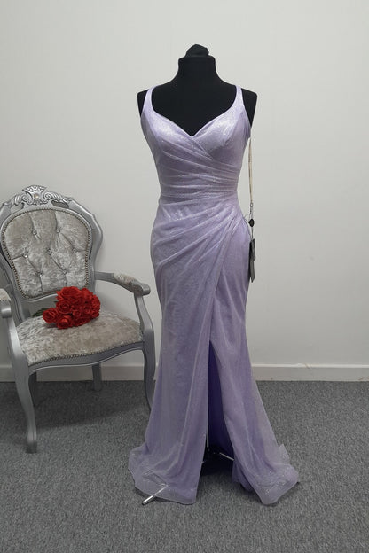Stunning Lilac Shimmer Ruched Evening & Prom Dress – Size UK 6