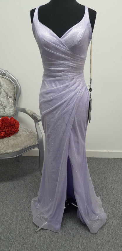 Stunning Lilac Shimmer Ruched Evening & Prom Dress – Size UK 6