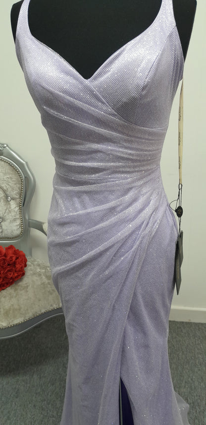 Stunning Lilac Shimmer Ruched Evening & Prom Dress – Size UK 6