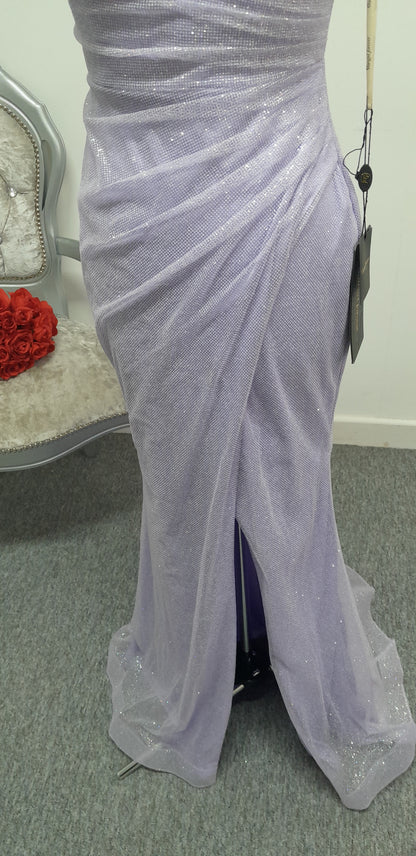Stunning Lilac Shimmer Ruched Evening & Prom Dress – Size UK 6