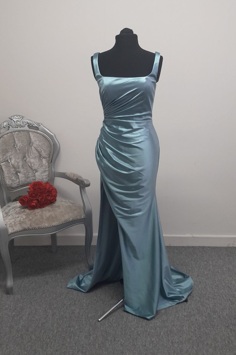 Stunning Slate Blue Ruched Evening & Prom Dress – Size UK 6