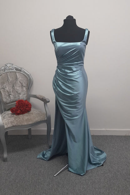 Stunning Slate Blue Ruched Evening & Prom Dress – Size UK 6