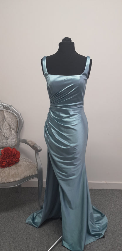 Stunning Slate Blue Ruched Evening & Prom Dress – Size UK 6