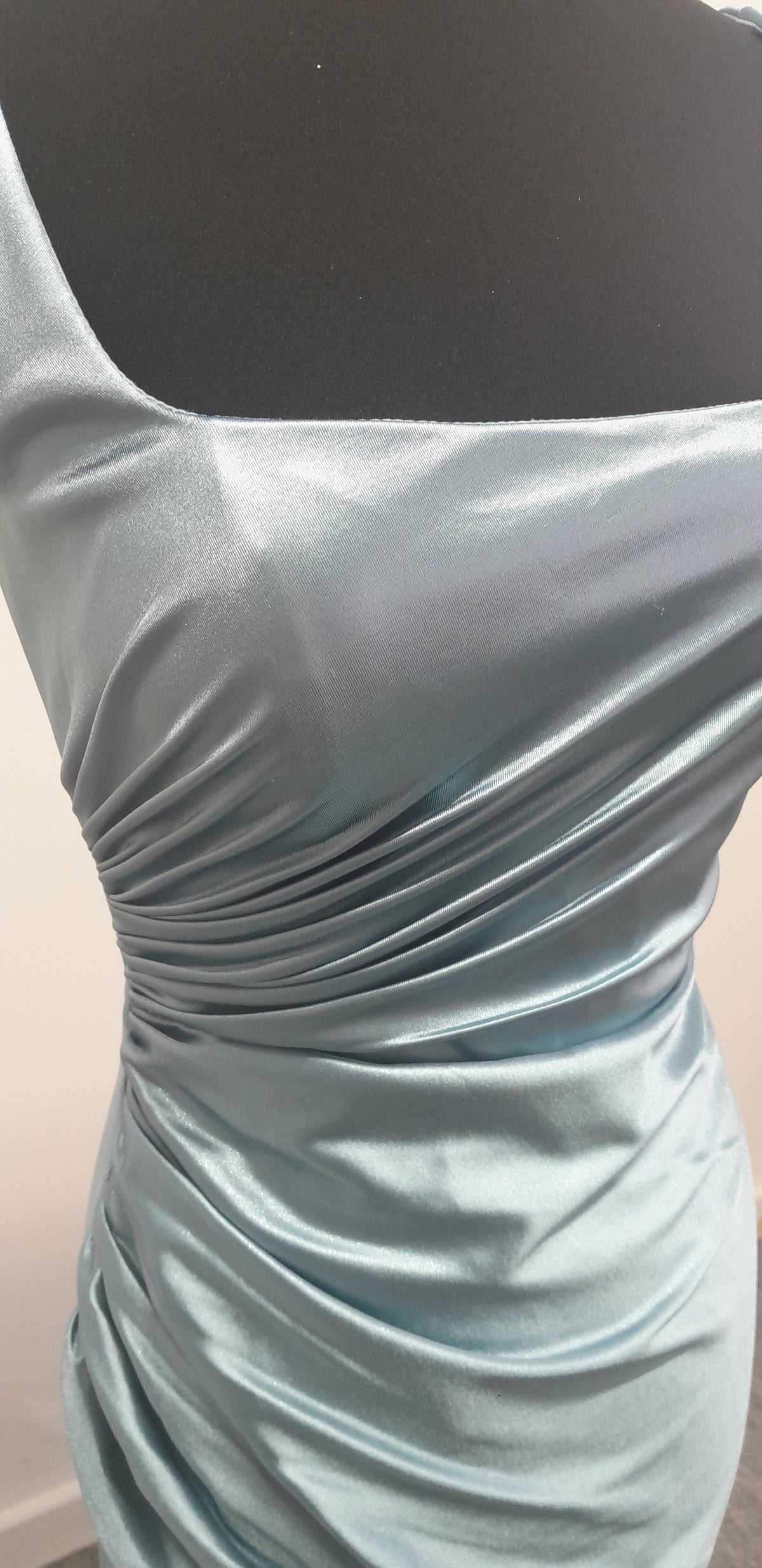 Stunning Slate Blue Ruched Evening & Prom Dress – Size UK 6