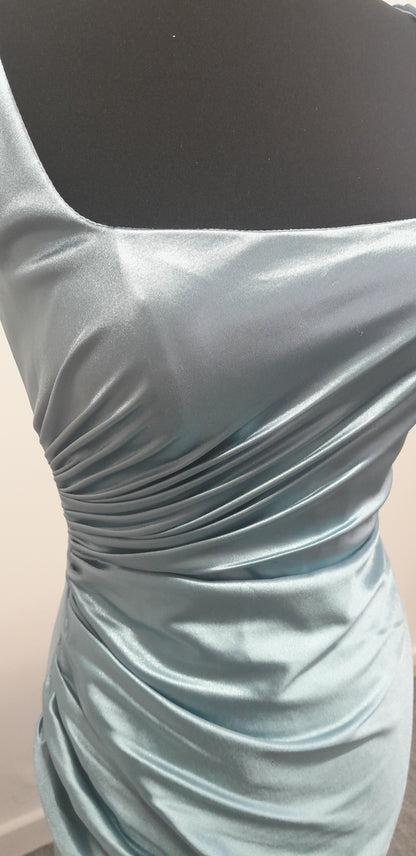 Stunning Slate Blue Ruched Evening & Prom Dress – Size UK 6