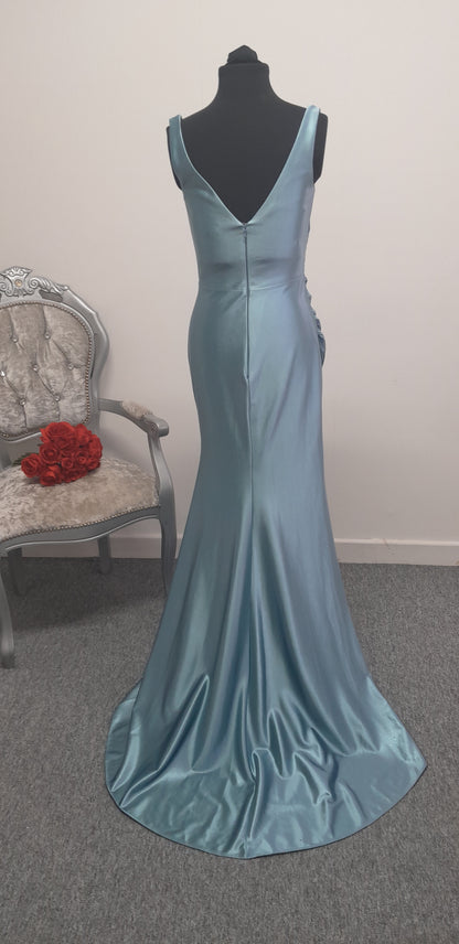 Stunning Slate Blue Ruched Evening & Prom Dress – Size UK 6