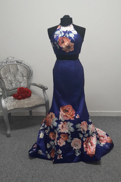 Stunning Floral Two-Piece Evening & Prom Dress – Size UK 4 (US 0)