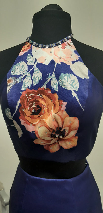 Stunning Floral Two-Piece Evening & Prom Dress – Size UK 4 (US 0)