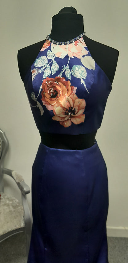 Stunning Floral Two-Piece Evening & Prom Dress – Size UK 4 (US 0)