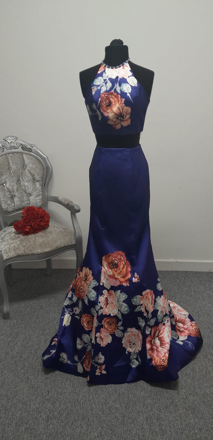 Stunning Floral Two-Piece Evening & Prom Dress – Size UK 4 (US 0)