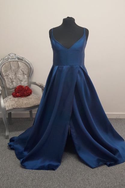 Ruby Prom Deep Blue Mikado Evening & Prom Dress – Size UK 22