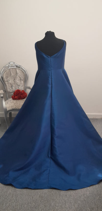 Ruby Prom Deep Blue Mikado Evening & Prom Dress – Size UK 22