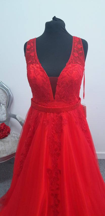 Hermione Signature Collection Scarlet Red Evening & Prom Dress – Size UK 18