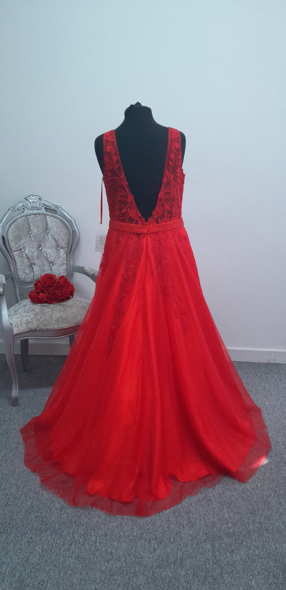 Hermione Signature Collection Scarlet Red Evening & Prom Dress – Size UK 18