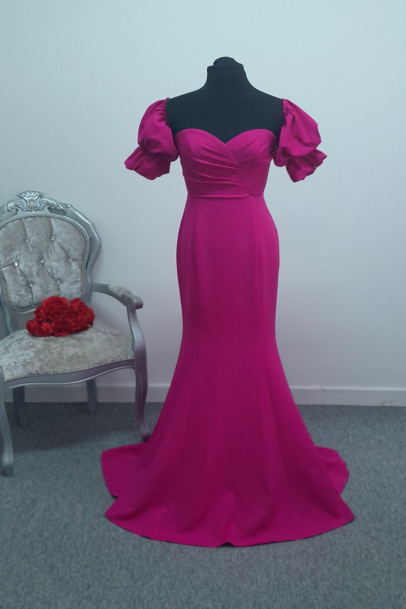 Stunning Hot Pink Off-Shoulder Evening & Prom Dress – Size US 2 (UK 6)