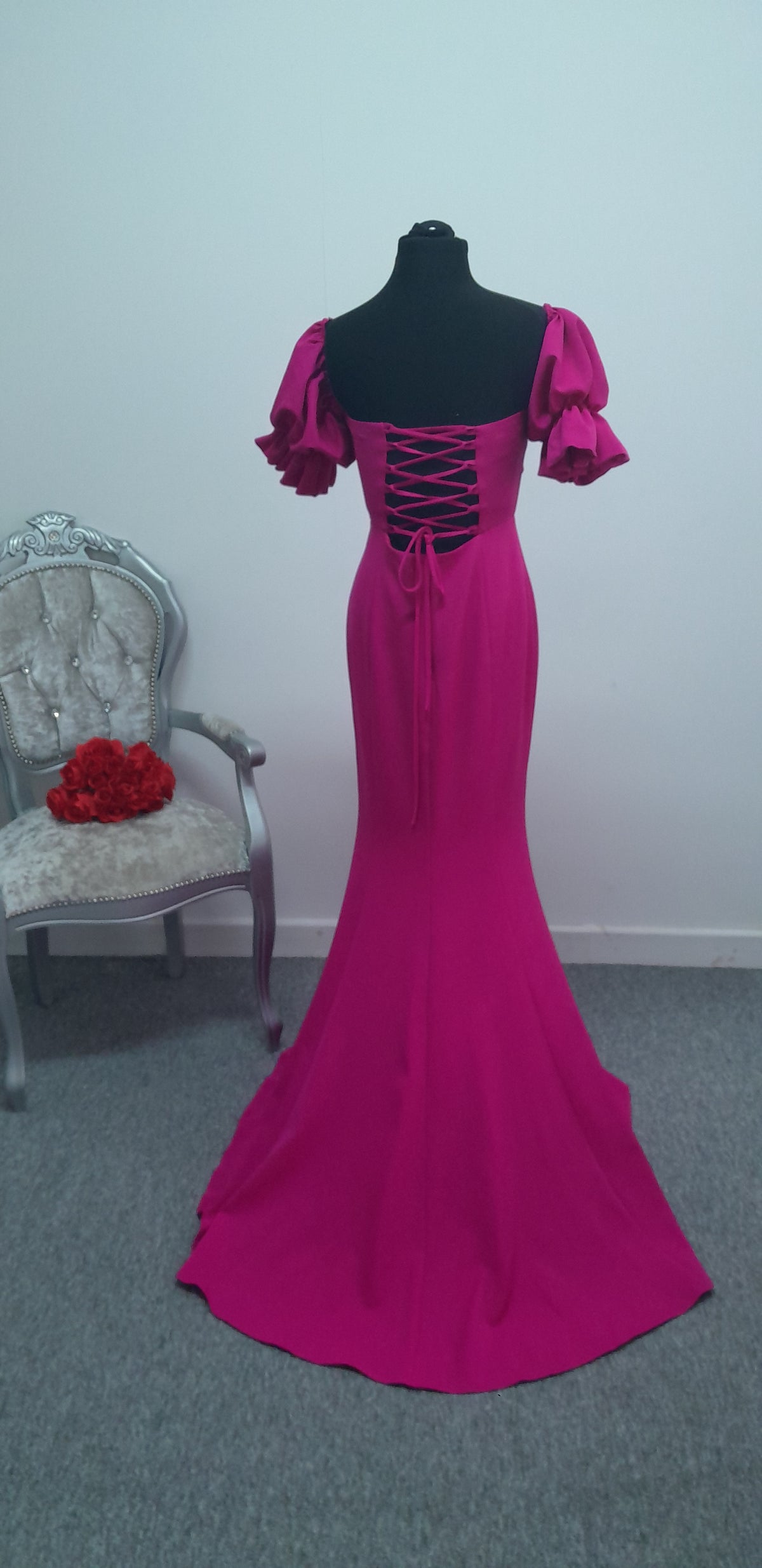 Stunning Hot Pink Off-Shoulder Evening & Prom Dress – Size US 2 (UK 6)