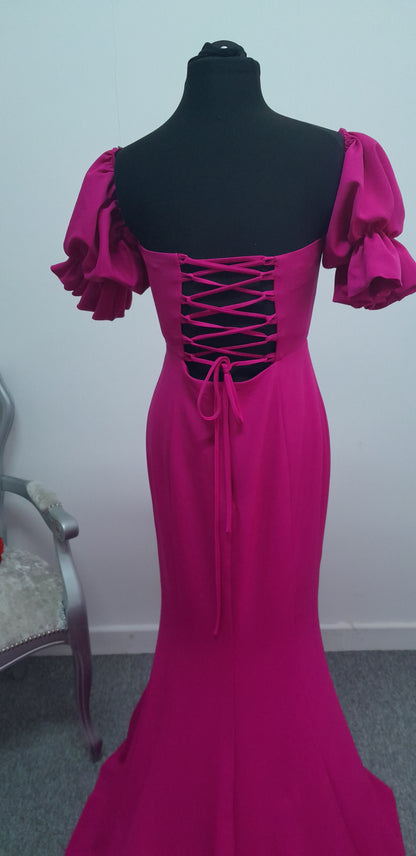 Stunning Hot Pink Off-Shoulder Evening & Prom Dress – Size US 2 (UK 6)