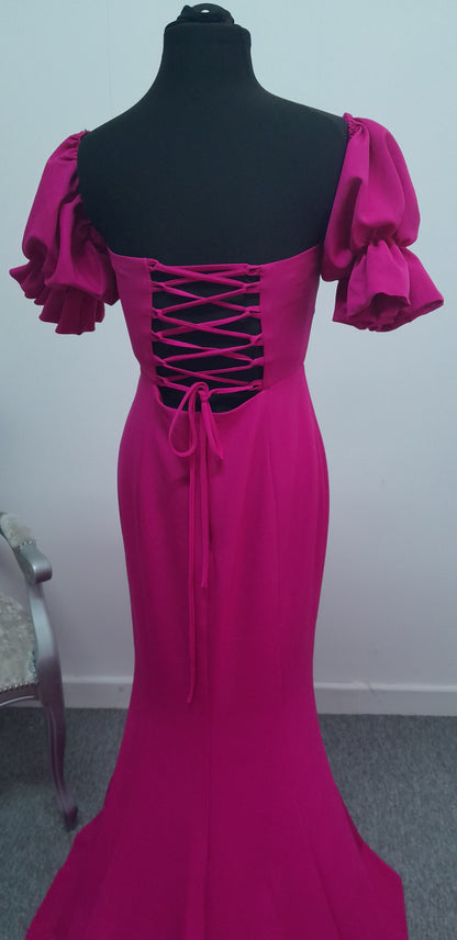 Stunning Hot Pink Off-Shoulder Evening & Prom Dress – Size US 2 (UK 6)