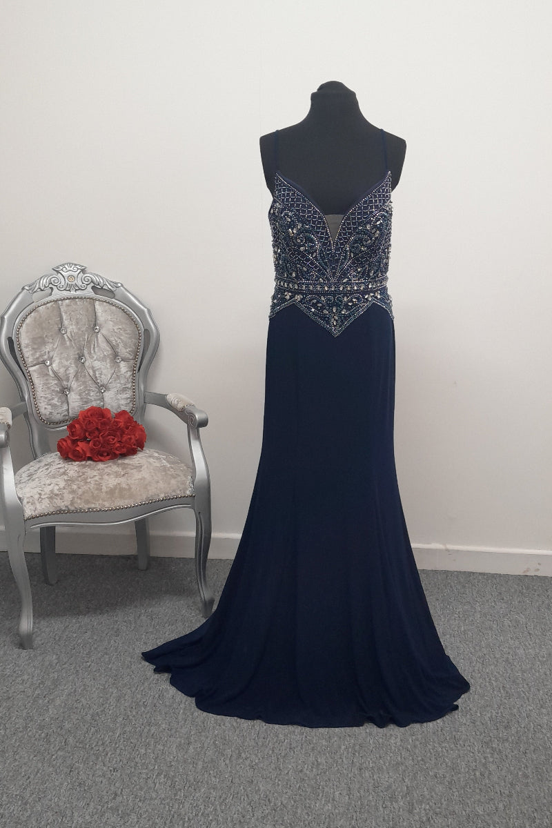 Stunning Blue Evening & Prom Dress – Size UK 12