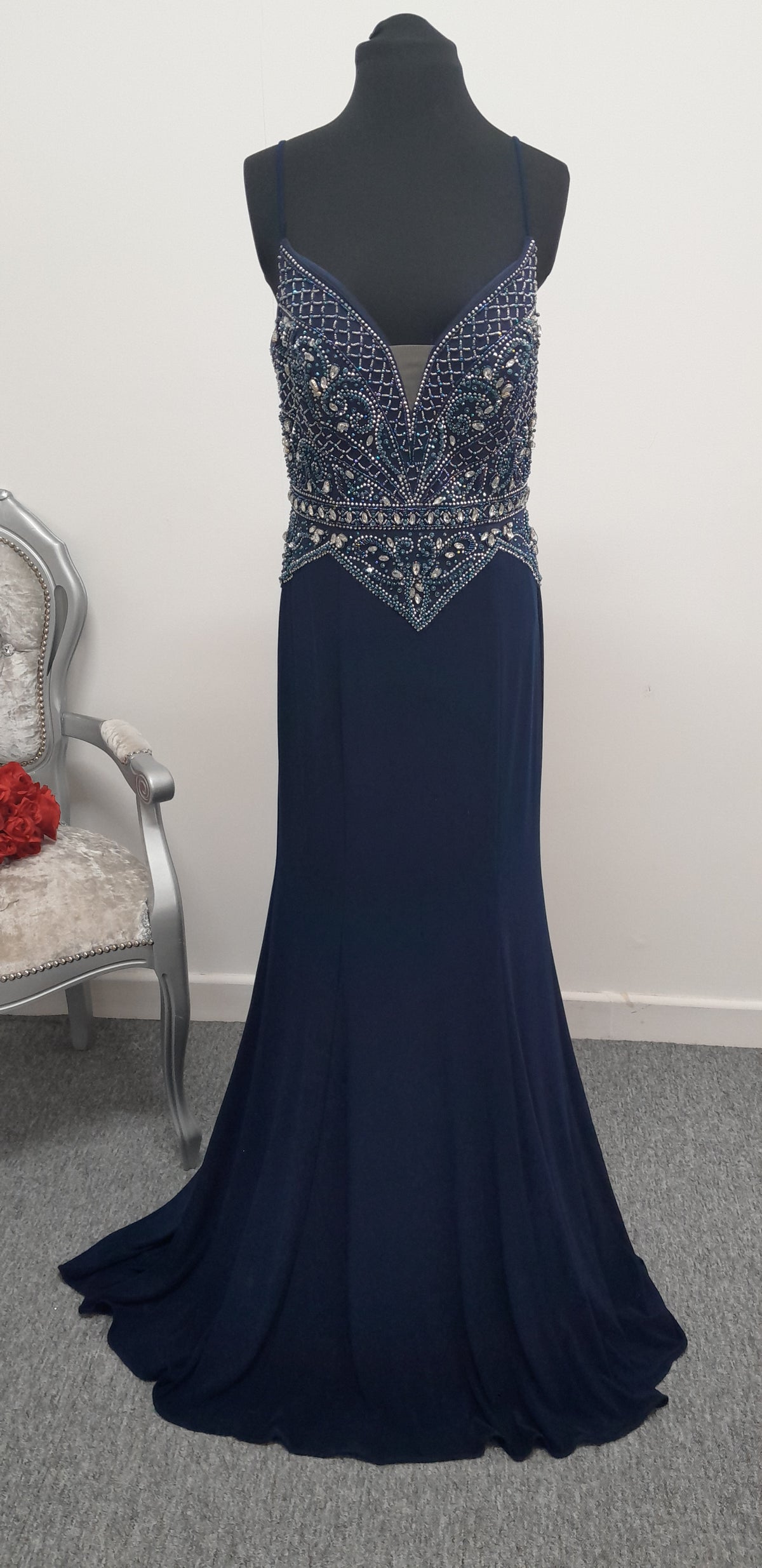 Stunning Blue Evening & Prom Dress – Size UK 12