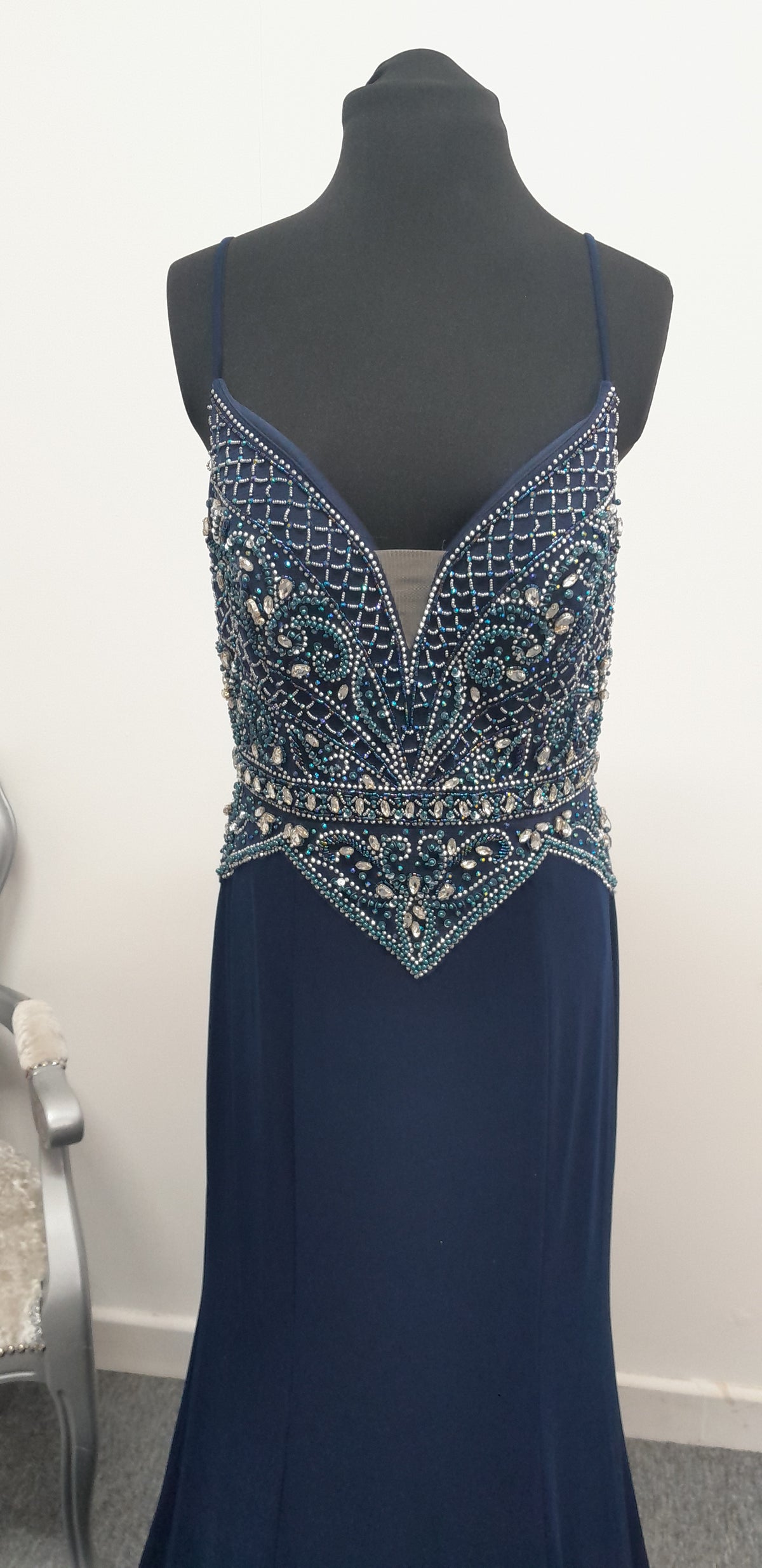 Stunning Blue Evening & Prom Dress – Size UK 12