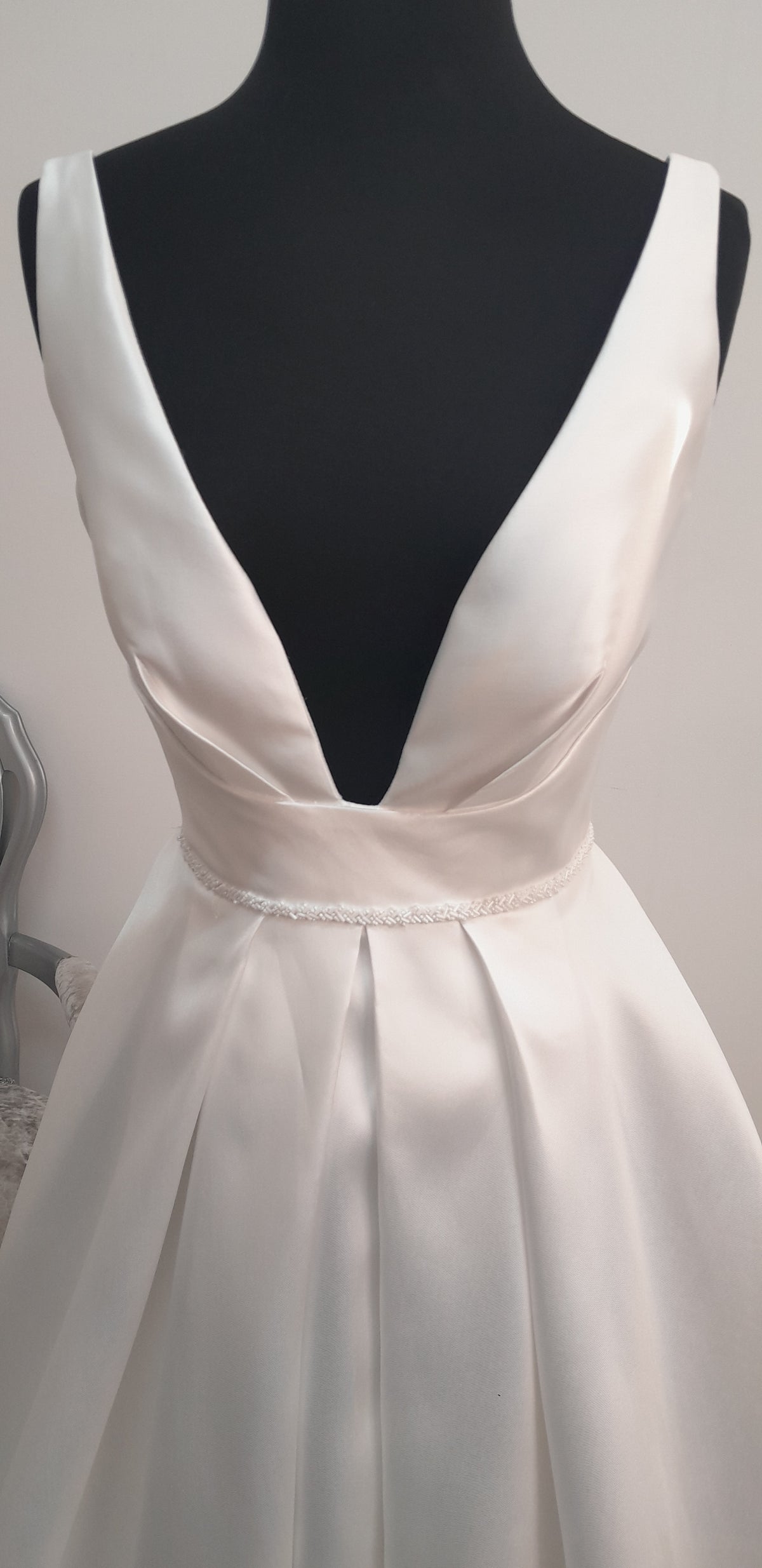 Ivory mikado satin wedding dress UK 12 with pockets