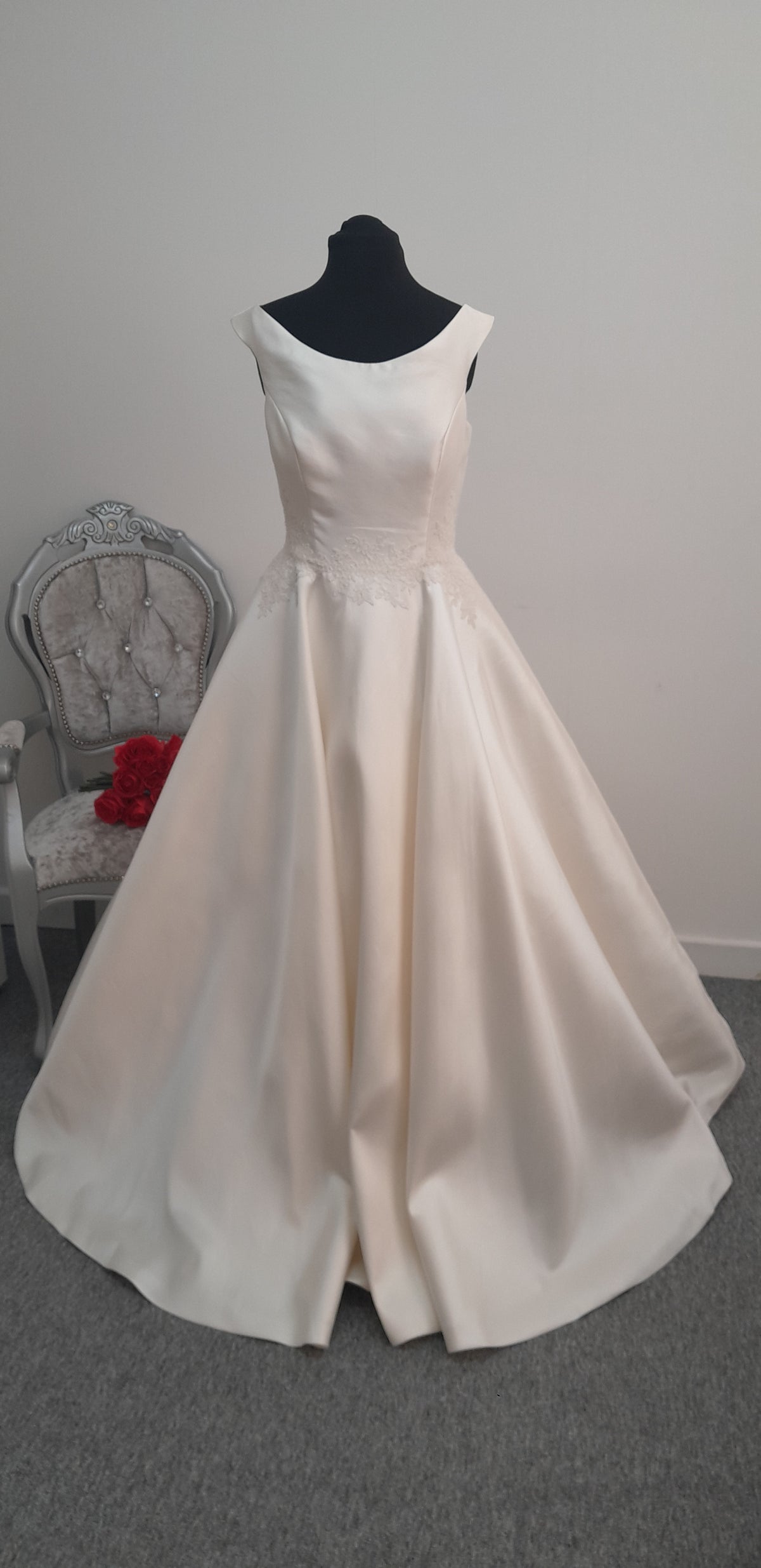 Lou Lou bridal mikado satin wedding dress UK 14