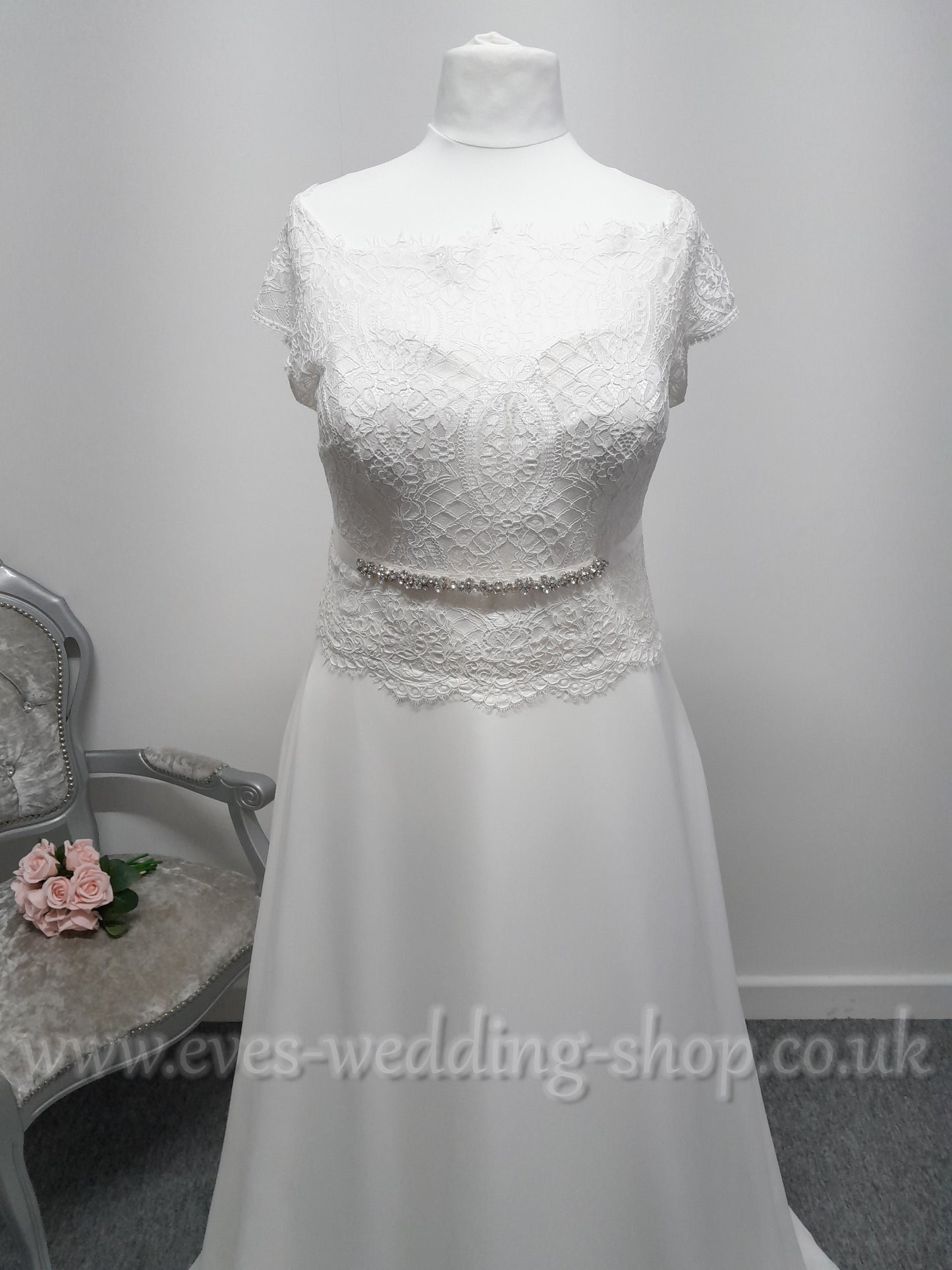 Bianco Evento  off shoulder ''Aspen'' ivory wedding dress UK 18