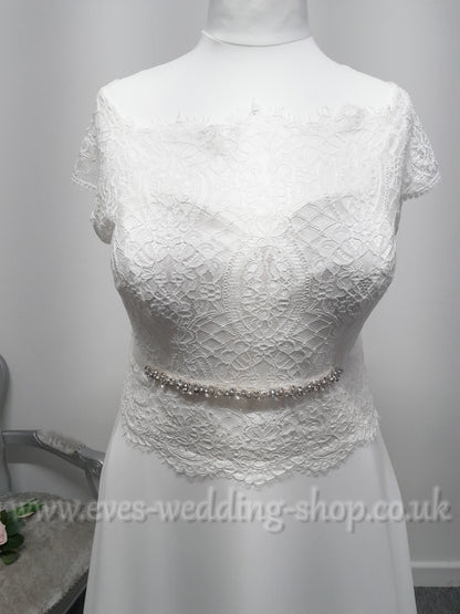 Bianco Evento ''Paloma'' ivory off shoulder wedding dress EU 52, UK 22-24