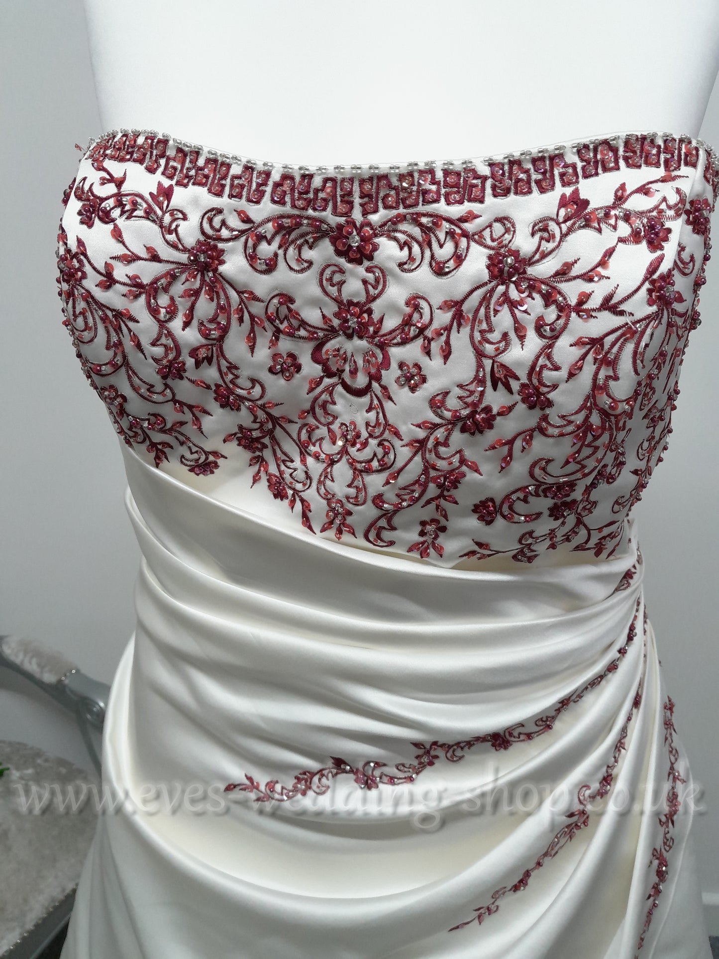 Romantica ''Eleanor'' ivory burgundy wedding dress UK 28/30