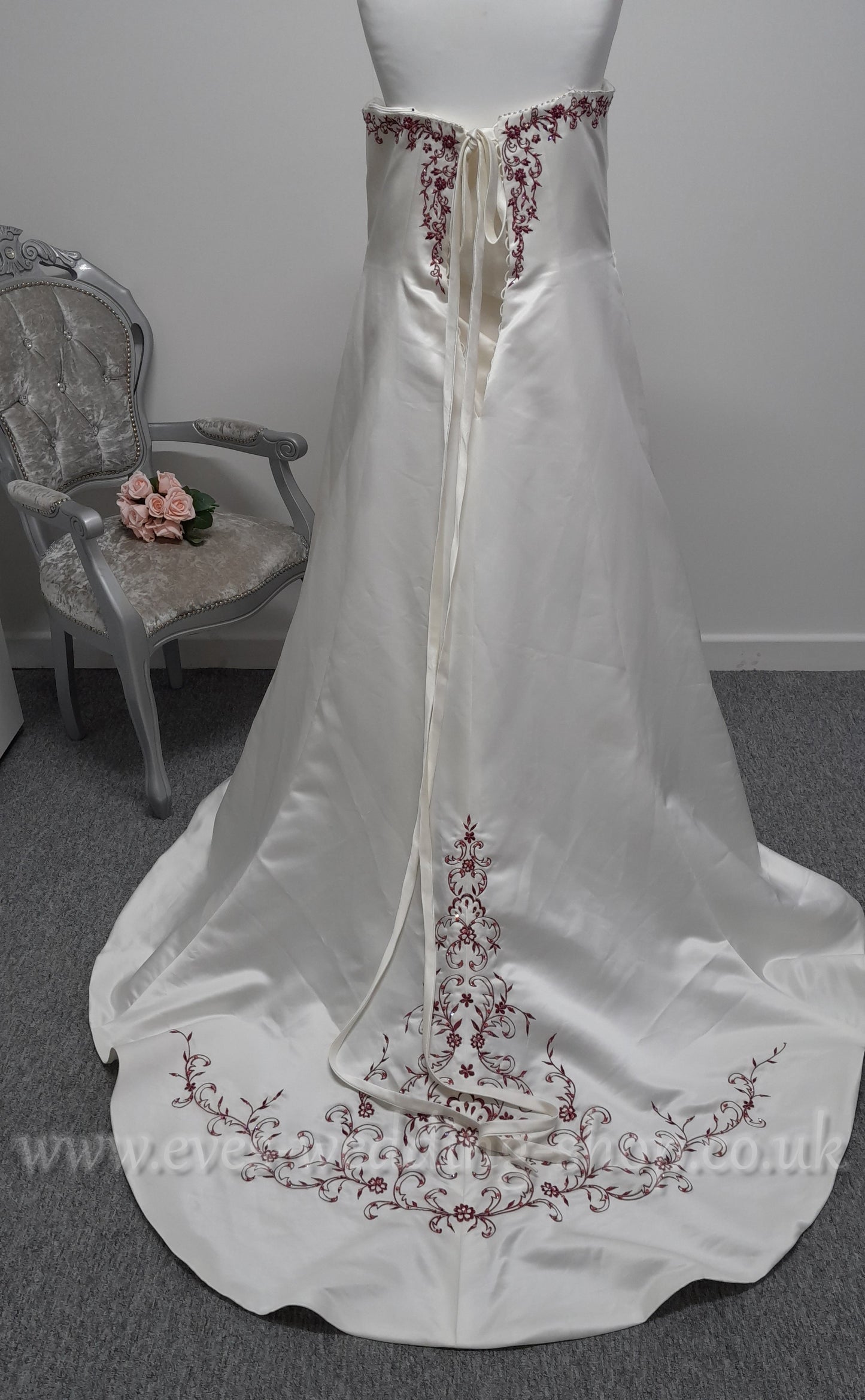 Romantica ''Eleanor'' ivory burgundy wedding dress UK 28/30