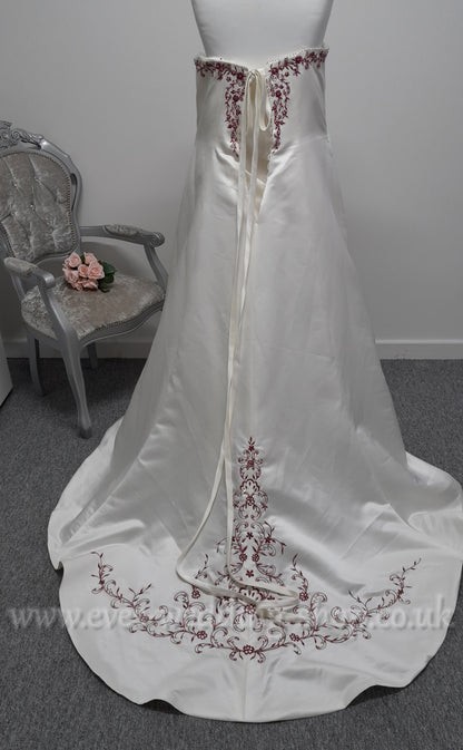 Romantica ''Eleanor'' ivory burgundy wedding dress UK 28/30
