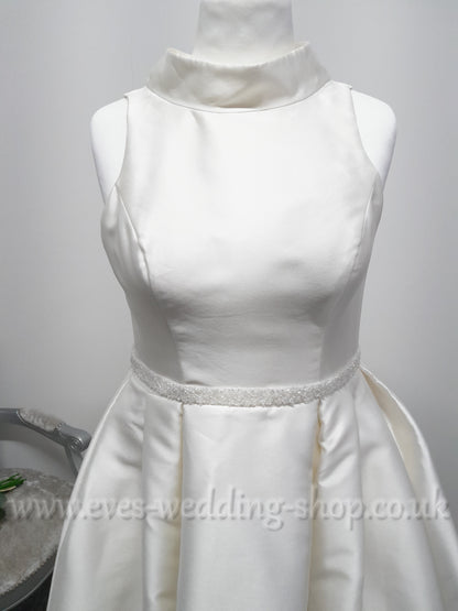 High neck Berketex  ivory wedding dress with hidden pockets UK 16