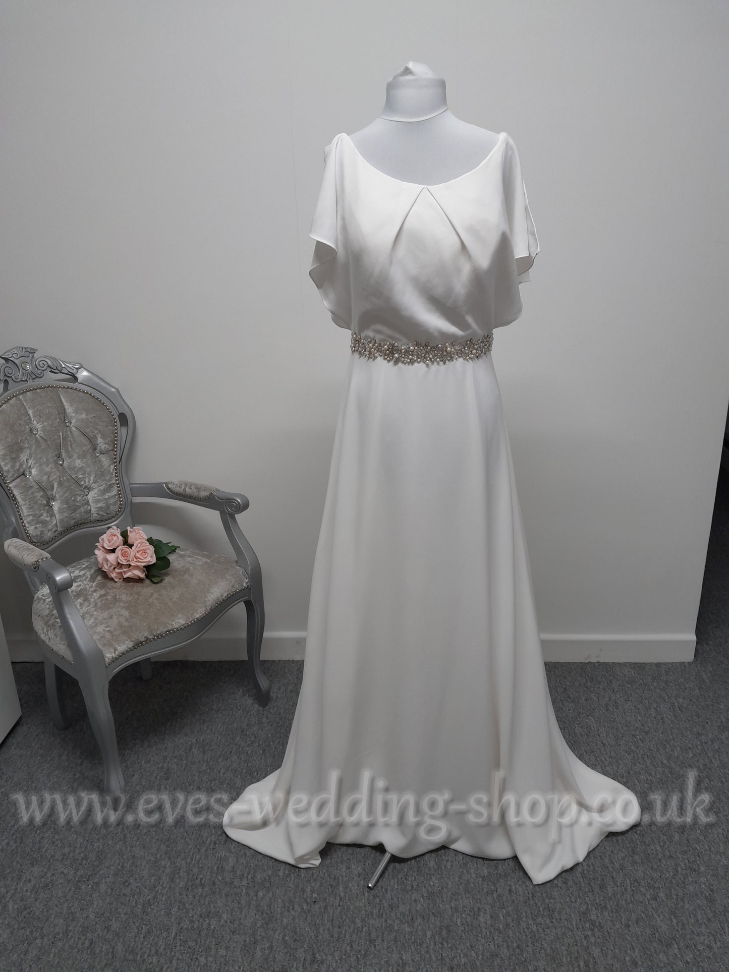 Mary's bridal ivory crepe wedding dress UK 12