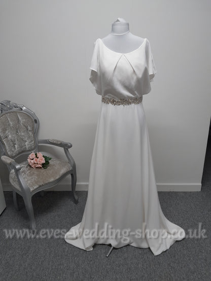 Mary's bridal ivory crepe wedding dress UK 12