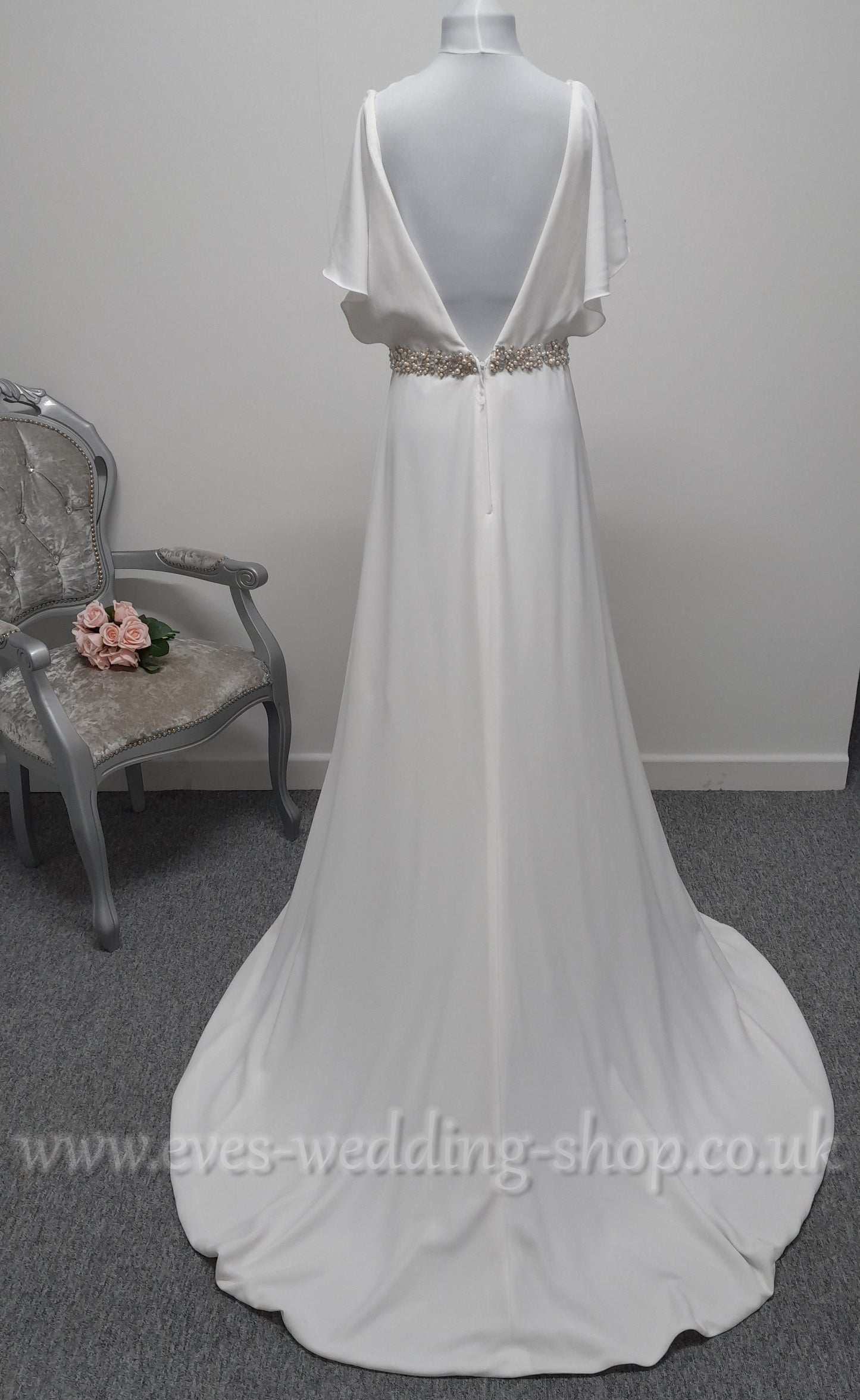 Mary's bridal ivory crepe wedding dress UK 12