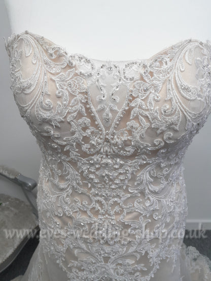 Romantica ''Catalina'' ivory/rum pink wedding dress UK 18