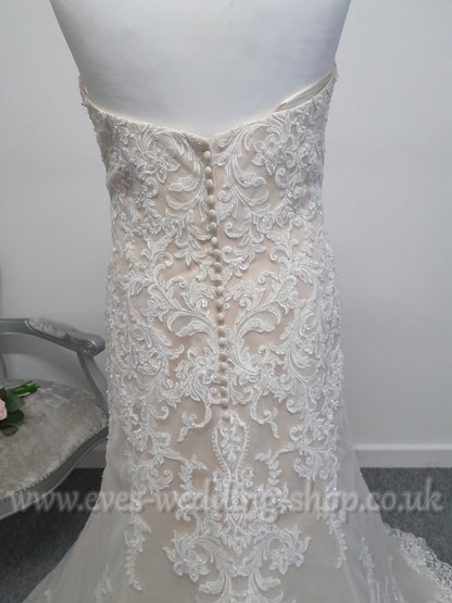 Romantica ''Catalina'' ivory/rum pink wedding dress UK 18