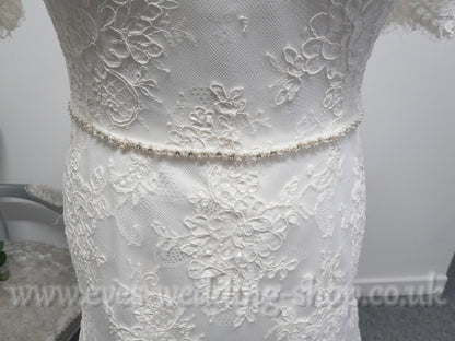 White Rose Graceful WP387 lace warm ivory wedding dress UK 18
