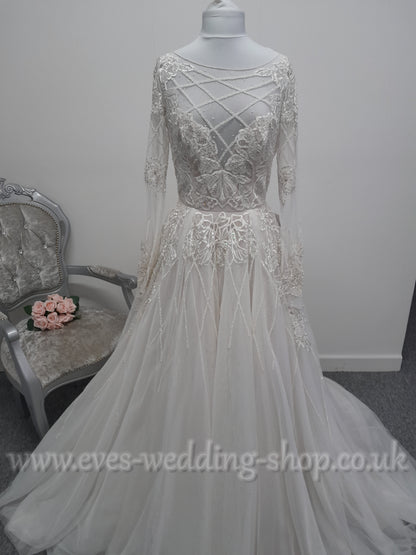 Hayley Paige ivory cashmere colour wedding dress UK 10