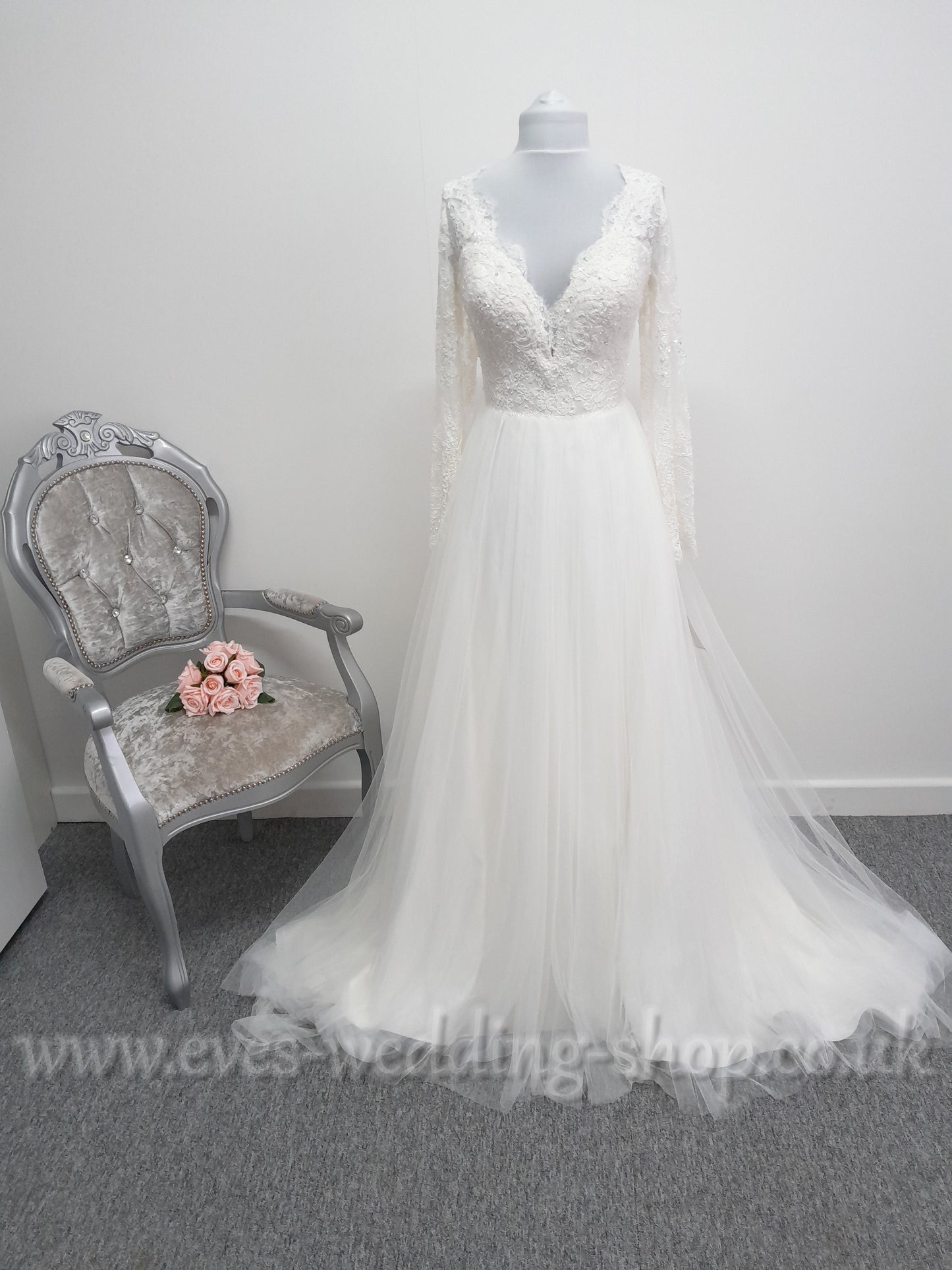 Eternity bride D5842  ivory wedding dress with sleeves UK 10