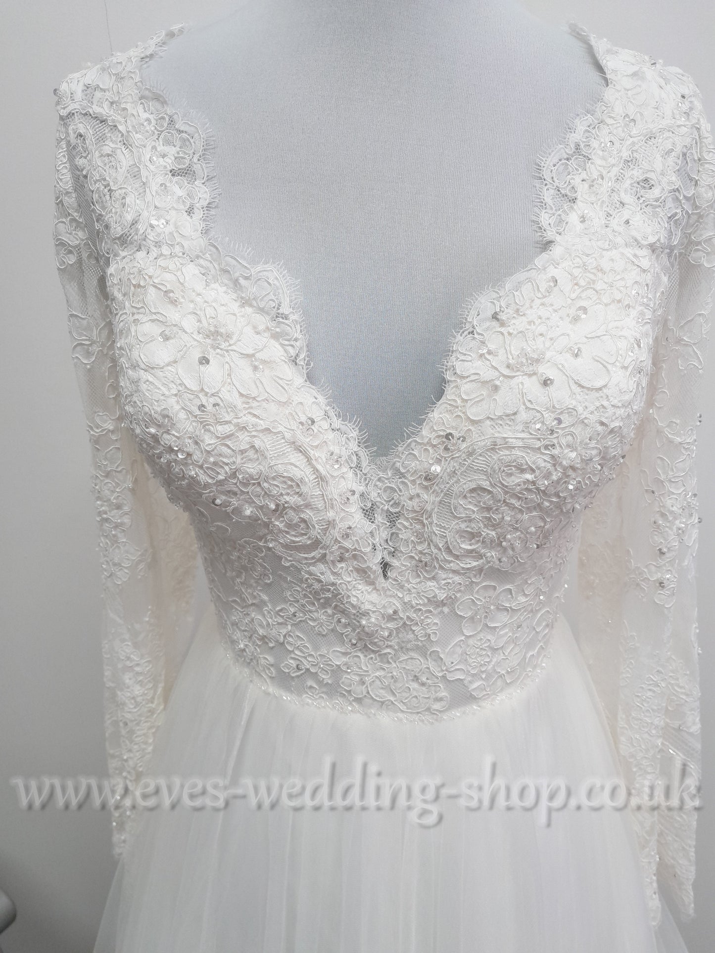 Eternity bride D5842  ivory wedding dress with sleeves UK 10