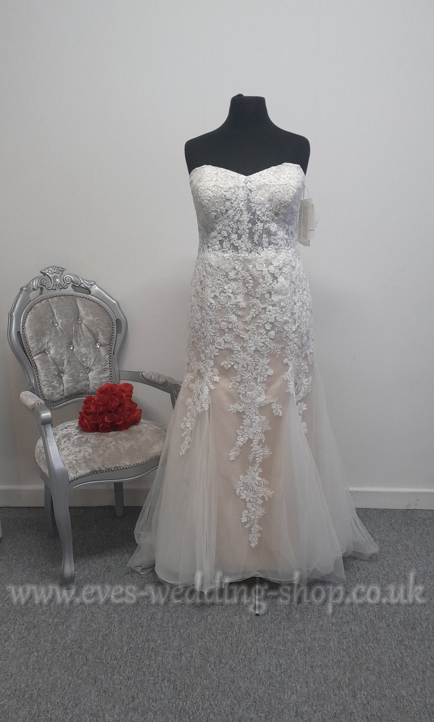 David's Bridal ivory/champagne wedding dress US 22, UK 24