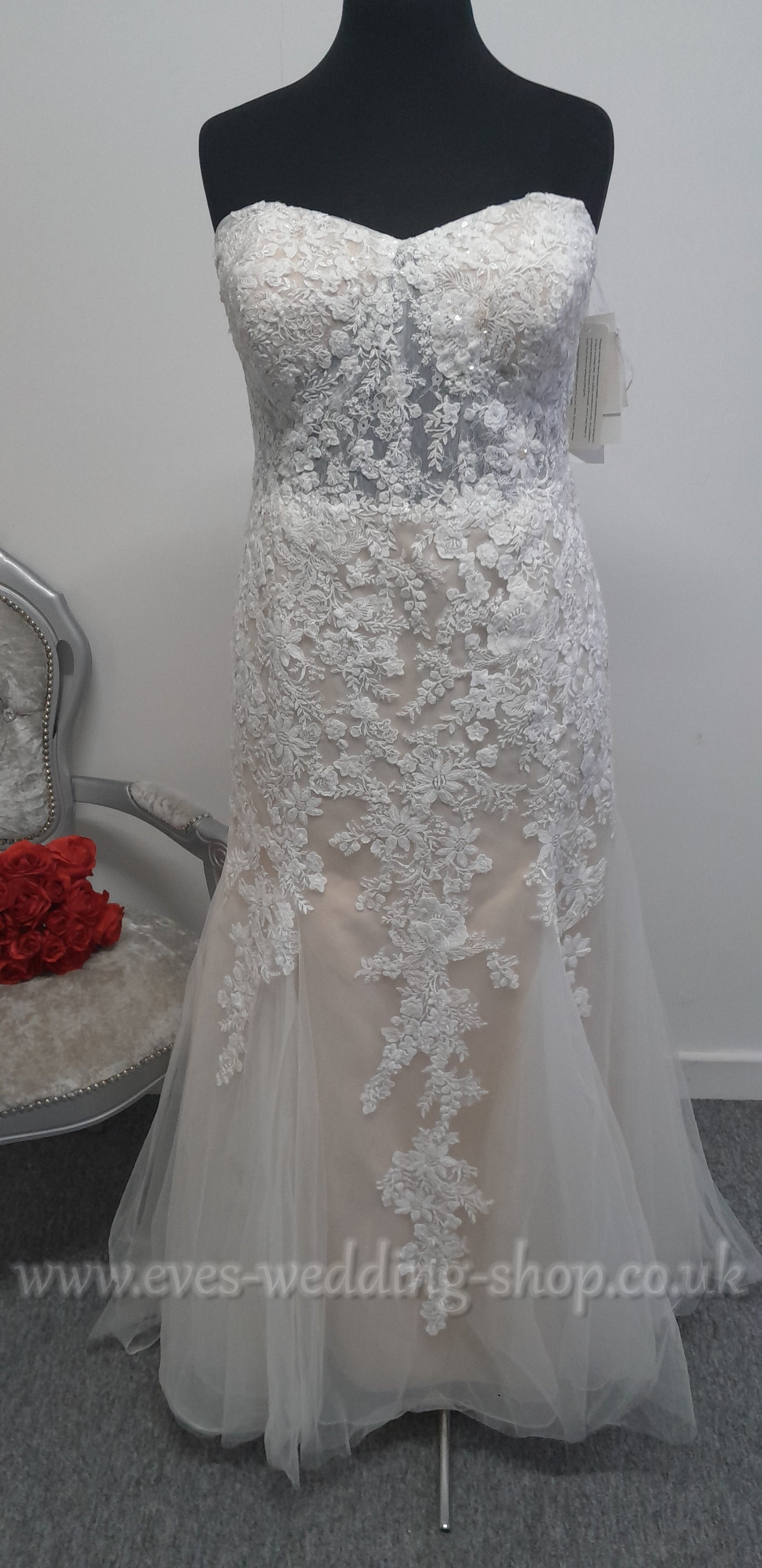 David's Bridal ivory/champagne wedding dress US 22, UK 24